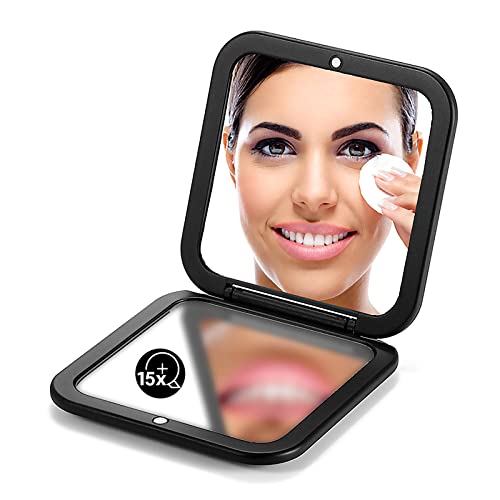 OMIRO Folding Compact Mirror 1X/15X Magnification 3.5" Pocket