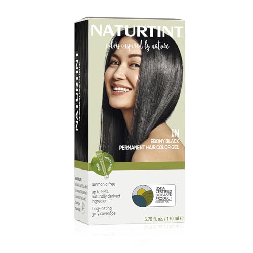 Naturtint Permanent Hair Color 1N Ebony Black (Pack of 1), Ammonia Free, Vegan, Cruelty Free, up to 100% Gray Coverage, Long Lasting Results