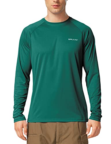 BALEAF Men's Sun Protection Shirts UV SPF T-Shirts UPF 50+ Long Sleeve Rash Guard Lightweight Hiking Summer Emerald Size S