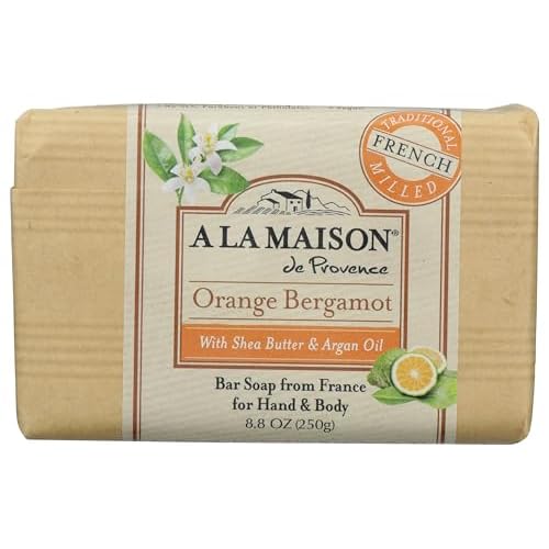 A LA MAISON Orange Bergamot Bar Soap - Triple French Milled Natural Moisturizing Hand Soap Bar (8.8 Oz, 1-Pack)