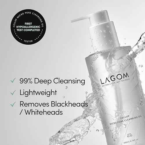 LAGOM Micro Pore Cleansing Oil, Daily Lightweight Makeup Bleackhead Remover for Face, Korean Skincare 6.76 Fl Oz