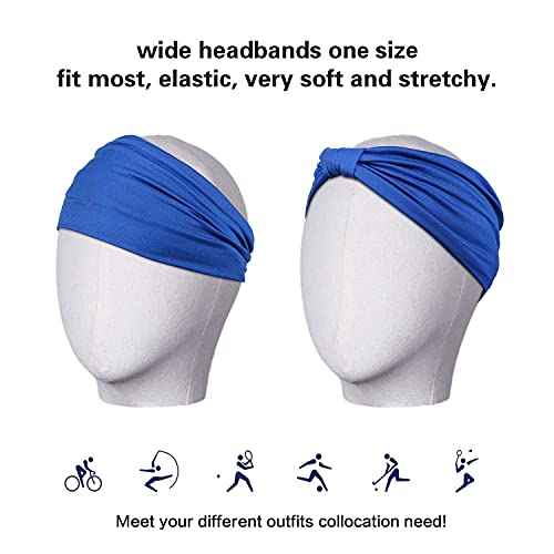 GiLi 6 Pack Wide Headbands for Women Non Slip Soft Elastic Hair Bands Yoga Running Sports Workout Gym Head Wraps, Knotted Cotton Cloth African Turbans Bandana (with 6 Pcs Hair Ties)