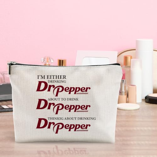 LONGXIN Dr Pepper Themed Makeup Bag - Large 9x7in with Color 1553, Travel Toiletry Organizer