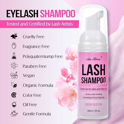 Cherry Blossom Lash Shampoo for Extensions 60ml Gentle Eyelash Cleanser