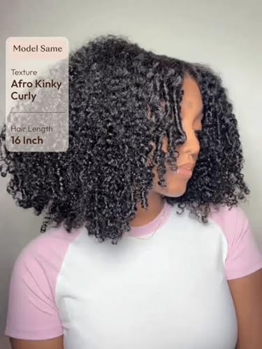 UNICE 16 Inch Afro Kinky Curly Human Hair Wig with 180% Density, Glueless 7x5 HD Lace Closure, Pre Plucked Bleached Knots, Beginner Friendly