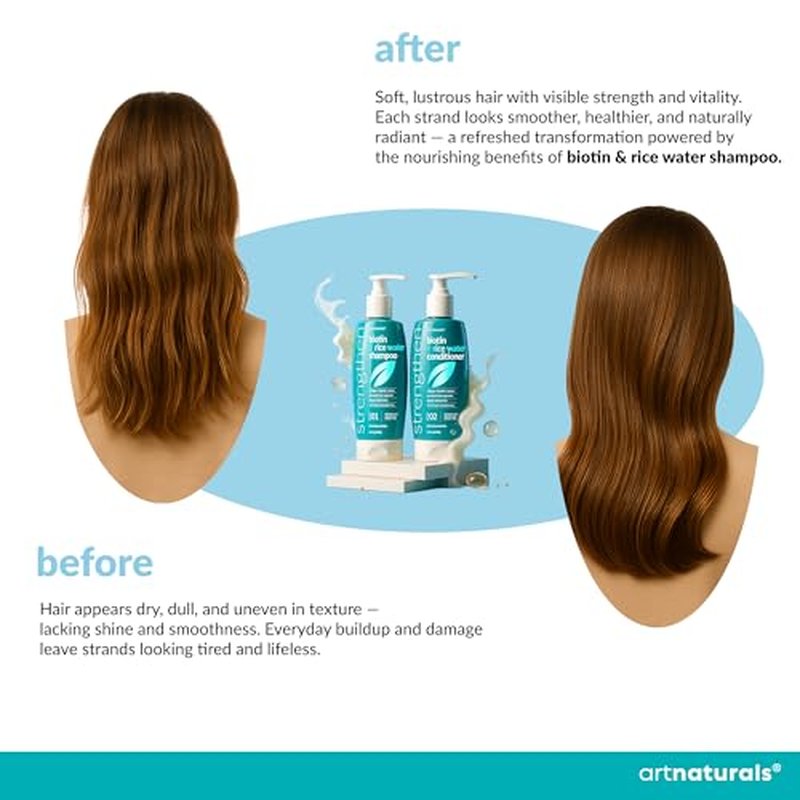 Artnaturals Biotin Rice Water Shampoo & Conditioner Set - 16 Fl Oz