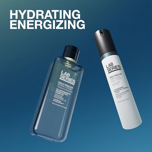 Lab Series Travel Size Essentials Skin Care Gift Set For Men - Includes All-In-One Face Wash 1 Fl Oz, Daily Rescue Face Toner 1 Fl Oz, Daily Rescue Face Lotion 0.2 Fl Oz & Max LS Face Serum 0.2 Fl Oz