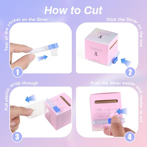 2 Boxes Disposable Eyebrow Tattoo Plastic Wrap with Ergonomic Slicer, Premium Transparent Preservative Film Roll Perfect for Lip Blush, Eyebrow Lamination Lash Lift Permanent Make Up Cling Cover