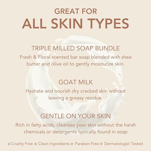 Dionis Goat Milk Bar Soap Expanded Gift Set of 6 Moisturizing Triple Milled Soap Bars for All Skin Types – Paraben Free, Cruelty Free, Made in the USA - Nourishes, Moisturizes & Hydrates Dry Skin