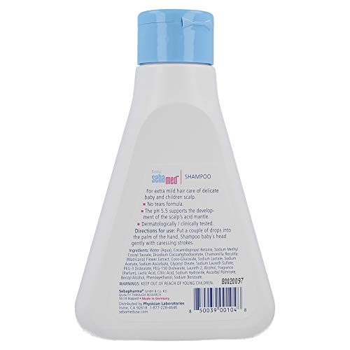 SEBAMED Children's Baby Shampoo Extra Mild Cleanser for Delicate Baby Hair and Scalp (250mL)