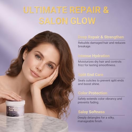 Keratin Hair Mask for Damaged Hair - Deep Conditioning & Repair Treatment