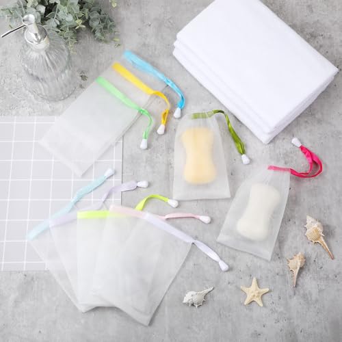 Sunnyray 400 Pcs Mesh Soap Bags 10 Colors with Drawstring