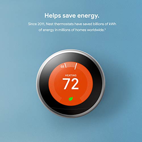 Google Nest Learning Thermostat - Programmable Smart Thermostat for Home - 3rd Generation Nest Thermostat - Works with Alexa - Copper