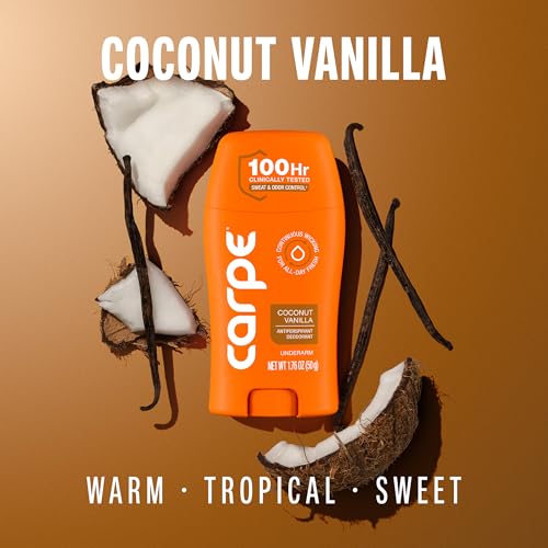 Carpe Underarm Antiperspirant 100 Hour Sweat Control - Coconut Vanilla, 2 Pack