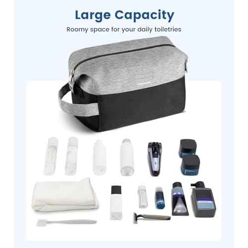 Vorspack Large Travel Toiletry Bag - Water Resistant Travel Bag for Toiletries, Cosmetics, Accessories, Gifts for Men - Black