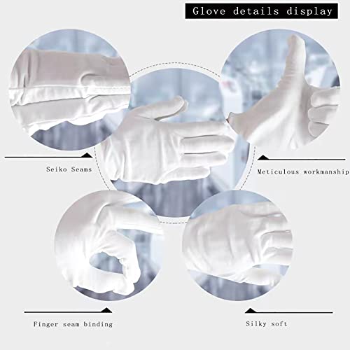 ZFYOUNG 10 Pcs（5pairs） White Cotton Gloves，White moisturizing Gloves, Cotton Gloves for Dry Hands Eczema, White Sleep Gloves for Men and Women, Beauty Coin SPA Cloth Gloves……