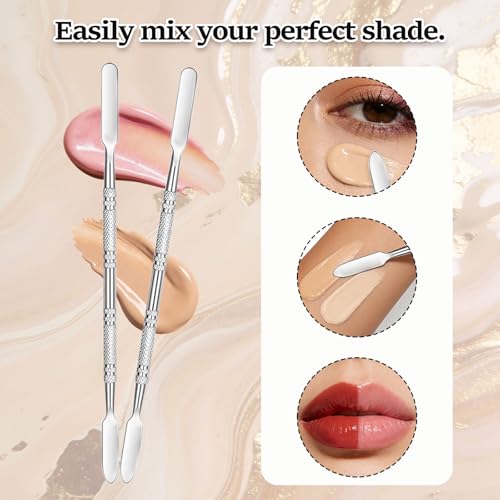 Stainless Steel Makeup Mixing Palette Set with Spatulas – 2-Piece 6x4 inch