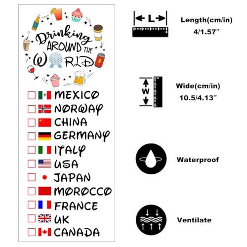 Epcot Drink Around World Tattoo - 8-Pack Global Designs