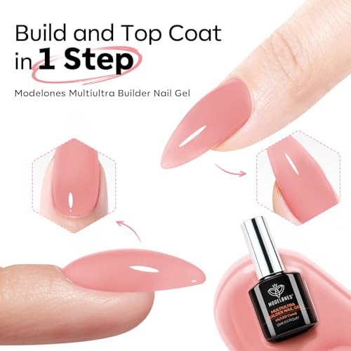 Modelones Builder Gel Peach Pink A6 No Top Coat Needed - Long-Lasting Nail Extension