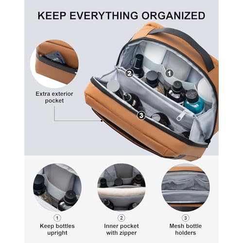 Everfun Compact Toiletry Bag for Men and Women Traveling, Wide Open Shaving Dopp Kit, Water Resistant Makeup Organizer Hygiene Bag with Wet Dry Compartment - Black, Medium