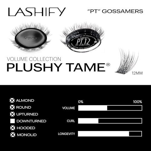 Lashify Plushy Tame 12mm Gossamer Lashes in Black, Easy DIY False Lashes for a Voluminous Yet Still Natural Look