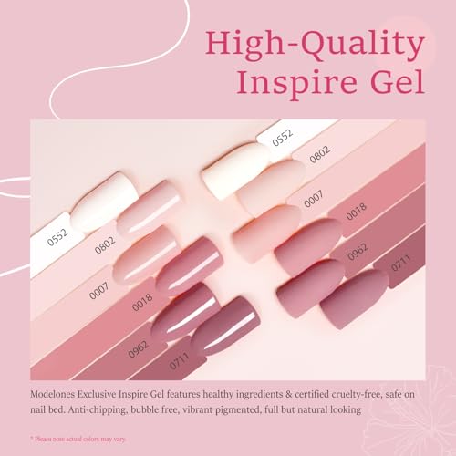 Modelones 6 Colors Gel Nail Polish Set - Nude Pink & Milky White Soak Off