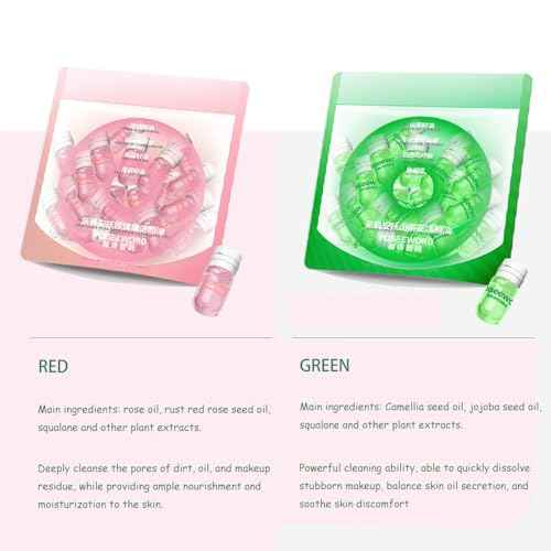 Cleansing Oil Mini Natural Makeup Remover Portable 20pcs Gentle Moisturizing Cleansing Oil for All Skin Types, Travel with (Rose)