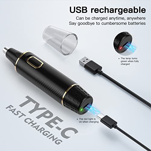 Nose Hair Trimmers for Men£¬Rechargeable Hair Trimmer 2 in 1 Painless Multifunctional Ear and Nose Hair Trimmer with IPX7 Waterproof Dual Edge Blades (Black)