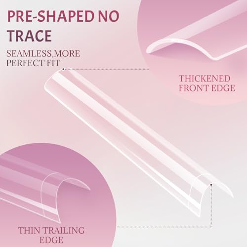600PCS No C Curve Clear Acrylic Nail Tips - 12 Sizes XXXL