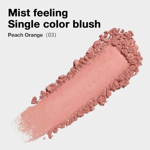 Single Warm Peach Orange Matte Powder Blush Palette Face Makeup - Buildable High-Impact Cream Blush, Youthful Cheeks Makeup, Lightweight Long-Lasting, Cruelty-Free for Women 03#