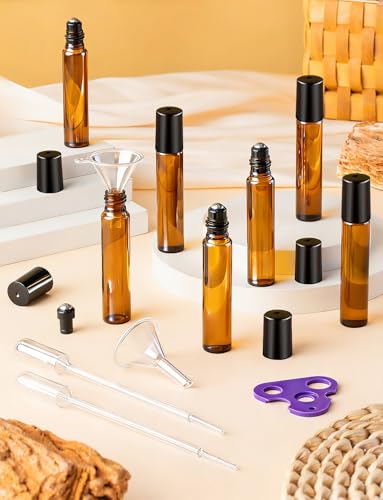 Essential Oil Roller Bottles 10ML Glass Amber 20-Pack