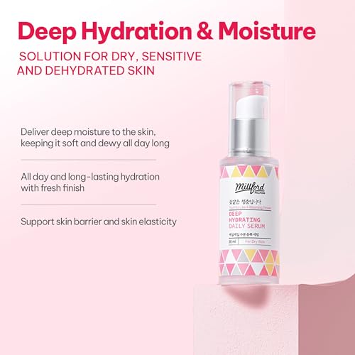 Deep Hydrating Daily Serum 30ml/ 1FL Oz, Deep Moisturizing, Hyaluronic Acid, Alcohol Free, Fragrance Free, pH Balance, Panthenol 10%, Dry Skin, Korean Skincare