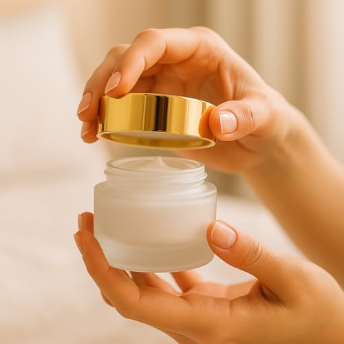 6-Pack 15ml Frosted Glass Cosmetic Jars with Gold Lids