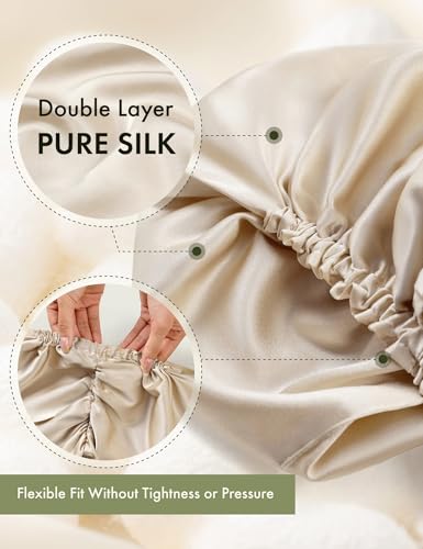 LilySilk Mulberry Silk Sleep Bonnet with Knot Bow