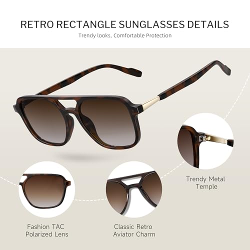 Retro Polarized Aviator Sunglasses for Men & Women - UV Protection
