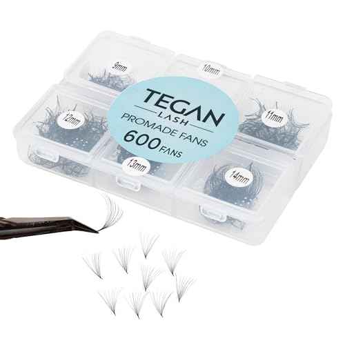 TEGAN LASH Promade Fan Mix Eyelash Extensions, From 3D - 16D, 0.03/0.05/0.07, C/CC/D, 9-15mm, Pre Made Eyelash, Easy Apply Premade False Eyelashes, Pesta?as Abanicos Extensiones (5D, 0,07, C, Mix)