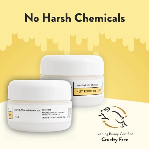 ECZEMA HONEY Multi Peptide Eye Cream - Anti Aging Eye Cream for Dark Circles & Puffiness - Facial Skin Care Products for Eczema, Dry & Sensitive Skin (0.5 Oz) (Pack of 2)