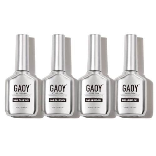 GAOY 4 Pcs Clear Gel Nail Glue for Acrylic & Press-On Nails, 16ml - Long Lasting, UV Cure DIY