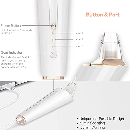 Upgraded Blackhead Remover Pore Vacuum with 3 Probes & 3 Suction Levels