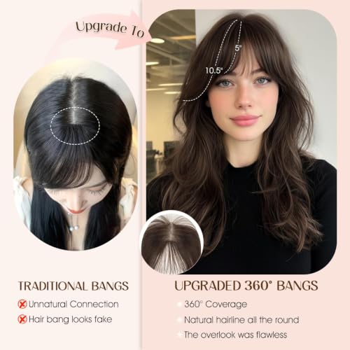 Clip-In Bangs Human Hair Dark Brown Curtain Fringe