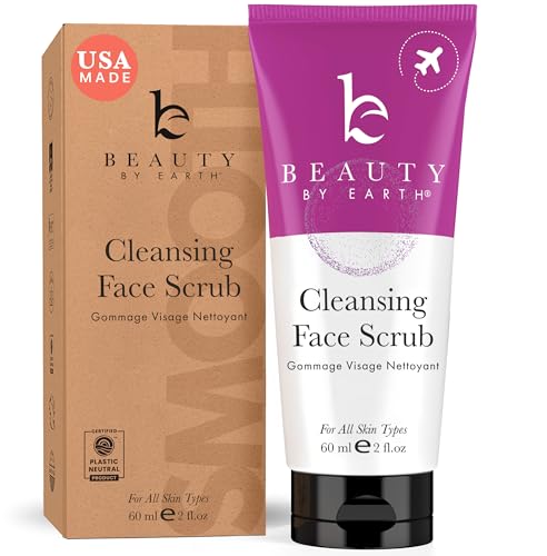 Organic Facial Scrub Exfoliator - USA Made, Gentle for Sensitive Skin