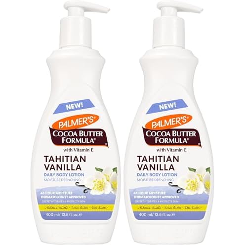 Palmer's Cocoa Butter Formula Tahitian Vanilla Body Lotion,13.5 Oz, Daily Moisturizing Lotion for Dry Skin with Shea Butter & Vitamin E, Hydrates & Protects, Provide 48-Hour Deep Moisture,(Pack of 2)