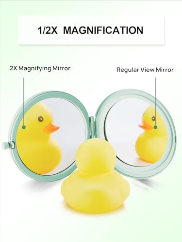 Getinbulk Compact Pocket Mirror with 1x/2x Magnification - Cyan