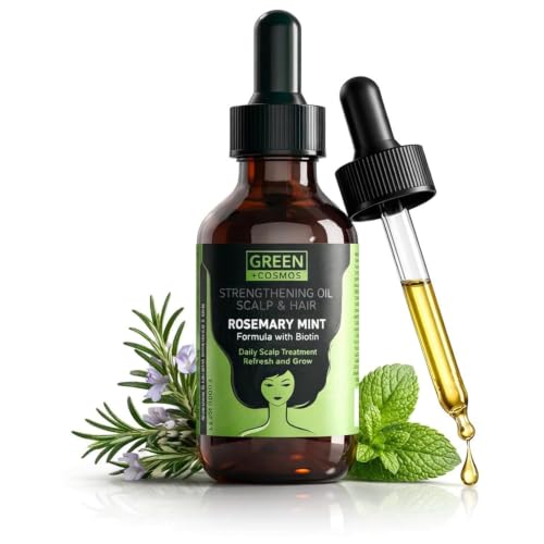 2 Fl Oz Rosemary Oil for Hair Growth – Pure 100% Rosemary Essential Oil for Scalp, Eyebrow & Eyelash Health (Green Cosmos)
