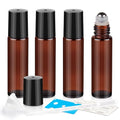 10ml Amber Glass Roller Bottles for Essential Oils, 4-Pack