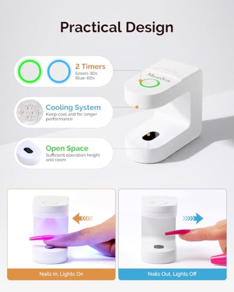 MelodySusie Mini UV Nail Lamp - Cordless Single Finger Gel Curing