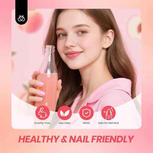 Beetles Jelly Gel Nail Polish Set - 6 Colors Nude Pink Gel Polish Kit Neutral Shimmer Translucent Sheer Gel Soak off Uv Nail Concealer Peach Juice Collection French Nail Art Manicure Gift for Women