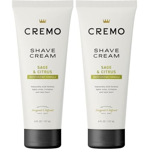 Cremo Sage & Citrus Shave Cream,Astonishingly Superior Ultra-Slick Shaving Cream for Men,Fights Nicks,Cuts and Razor Burn,6 Fl Oz,(Pack of 2)