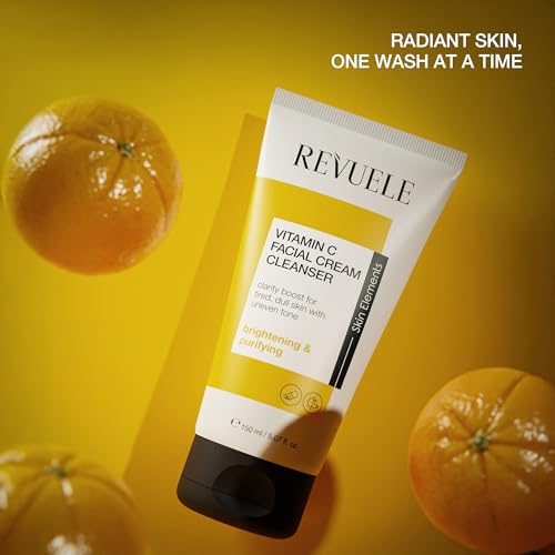 Revuele Vitamin C Facial Cream Cleanser ? Gentle Daily Face Wash for Brightening & Hydration 5.07 fl.oz, Vegan & Cruelty-Free