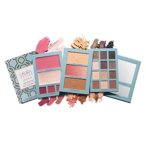 LAURA GELLER NEW YORK RSVP-Ready Big Night Out Full Face Travel Makeup Palette - All-in-One Set includes Eyeshadows, Eye Liners, Blush, Bronzer, Highlighter, Setting Powder, and Lip Creams